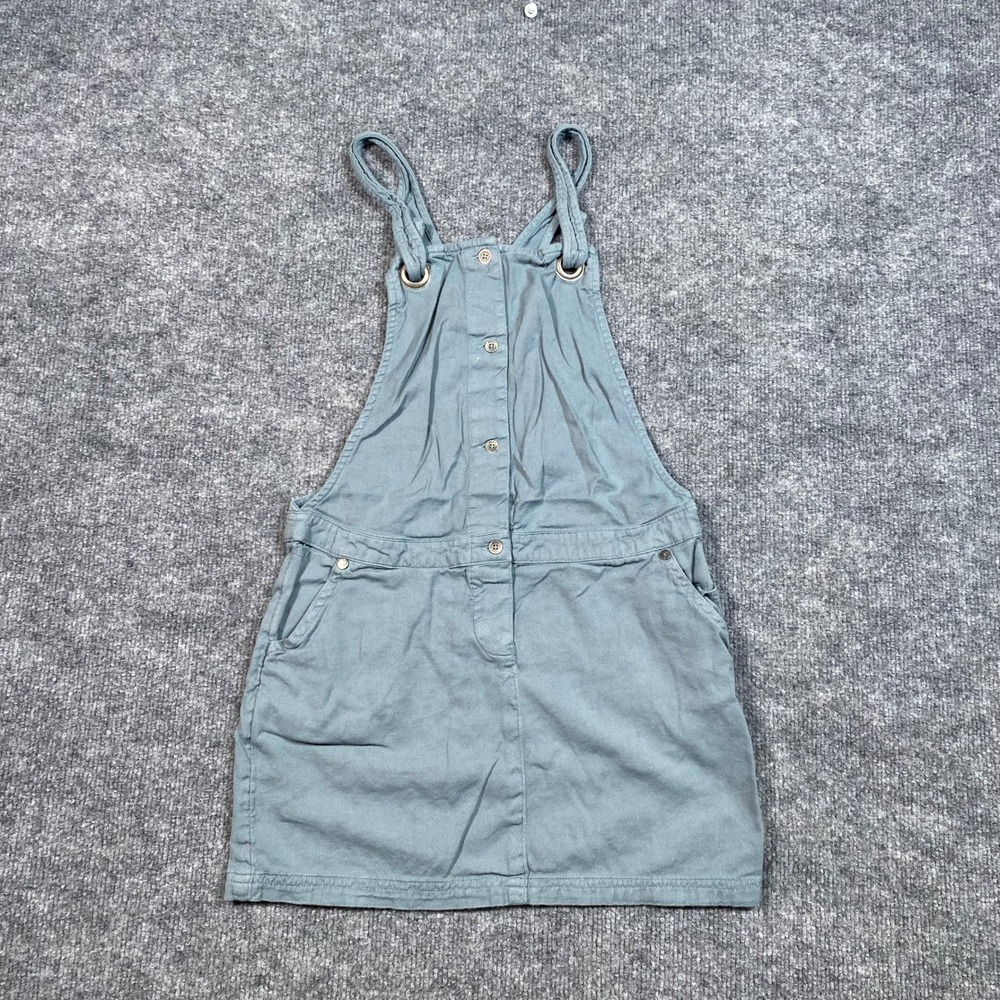 Roxy Girl Kids Slate Blue Cotton Twill Button Front Overall Pinafore Dress 12 L
